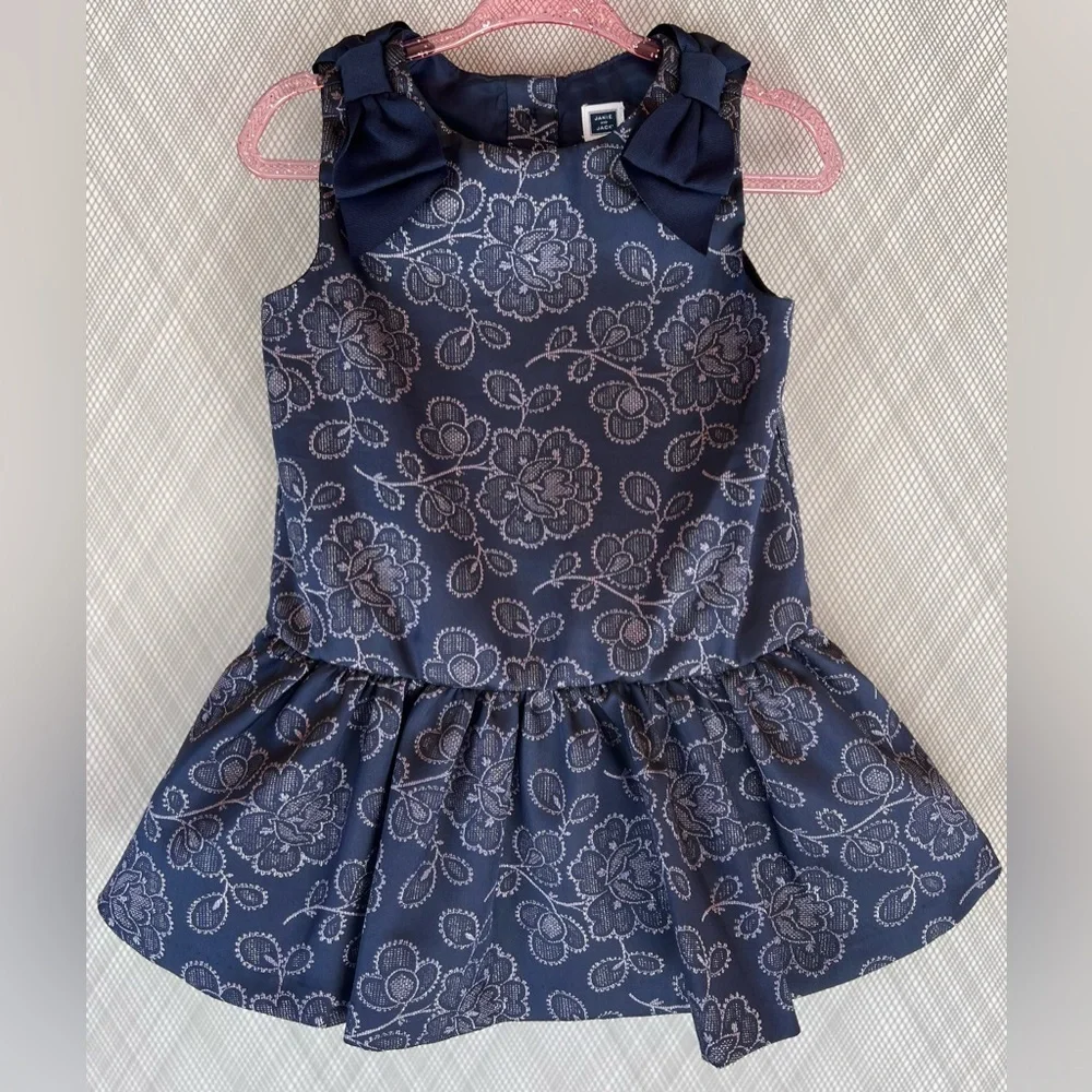 Janie and Jack - Shimmer floral jacquard bow accents 2pc dress (Size 12-18m)